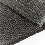 Merino Wool Herringbone Scarf // Gray + Black