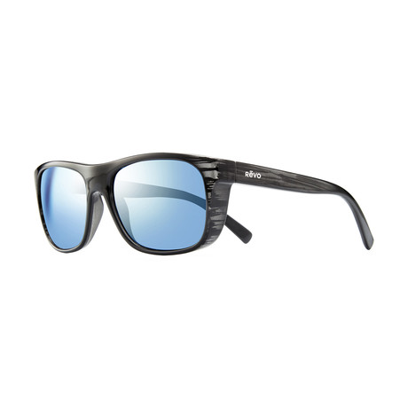 Men's Lukee Polarized Sunglasses // Black Woodgrain + Blue Water Lens