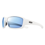 Unisex Bearing Polarized Sunglasses // Matte White + Blue Water Lens