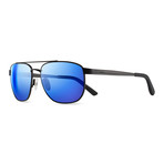 Unisex Archer Polarized Sunglasses // Satin Black + H20 Blue Lens