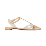 Nosy Strass Satin + PVC Flats // Nude (Euro: 35)