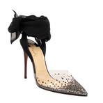 PVC Strass Tie 100mm Heels Pumps // Black (Euro: 35)