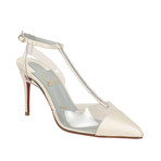 Women's Satin + PVC Nosy Strass 85 Heels // White (Euro: 35)