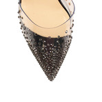 PVC Strass Tie 100mm Heels Pumps // Black (Euro: 35)