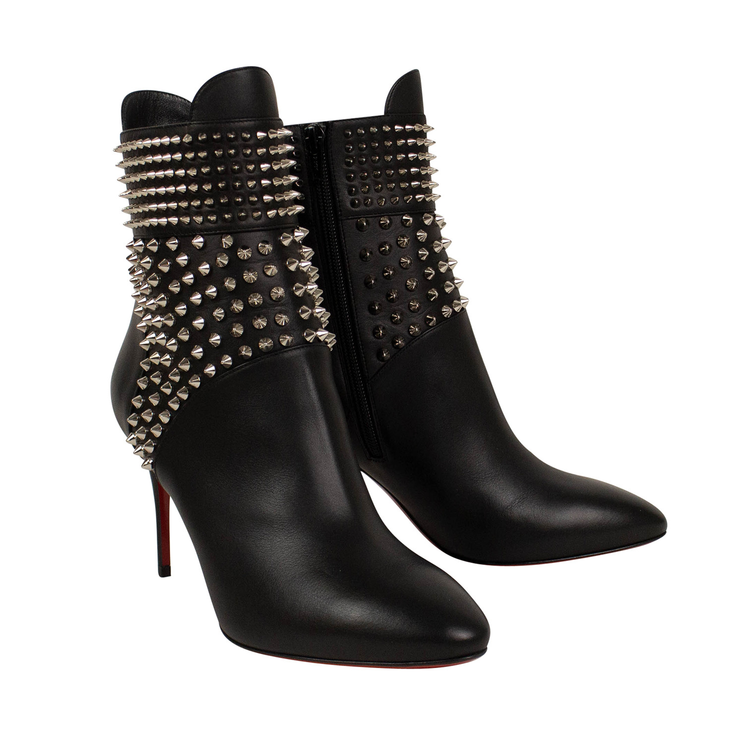 Christian Louboutin Leather Studded Accents Chelsea Boots - Black