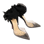 PVC Strass Tie 100mm Heels Pumps // Black (Euro: 35)