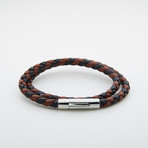 Jean Claude Jewelry // Leather + Stainless Steel Double Wrap Bracelet // Brown + Black