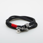 Jean Claude Jewelry // Adjustable Nylon Rope Bracelet // Black + Silver