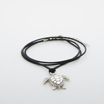 Jean Claude Jewelry // Wax Cord Necklace + Spiritual Turtle Pendant // Black + Silver