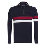 Rubber Pullover // Navy + Ecru + Red (XS)