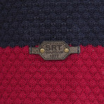 Rubber Pullover // Navy + Ecru + Red (3XL)