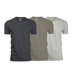 Semi-Fitted Crew Neck T-Shirt // Heavy Metal + Warm Gray + Sand // Pack of 3 (S)