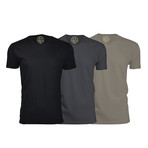 Semi-Fitted Crew Neck T-Shirt // Black + Heavy Metal + Warm Gray // Pack of 3 (XL)