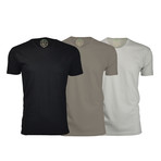 Semi-Fitted Crew Neck T-Shirt // Black + Warm Gray + Sand // Pack of 3 (XL)