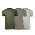 Semi-Fitted Crew Neck T-Shirt // Military Green + Warm Gray + Sand // Pack of 3 (XL)