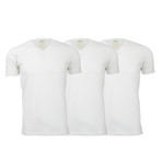 Semi-Fitted V Neck T-Shirt // White // Pack of 3 (M)