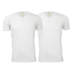 Semi-Fitted V Neck T-Shirt // White // Pack of 2 (L)