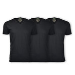 Semi-Fitted V Neck T-Shirt // Black // Pack of 3 (2XL)