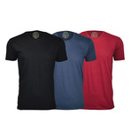 Semi-Fitted Crew Neck T-Shirt // Black + Navy + Red // Pack of 3 (XL)
