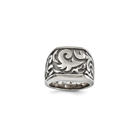 Titanium Casted Design Signet Ring (Size 7)