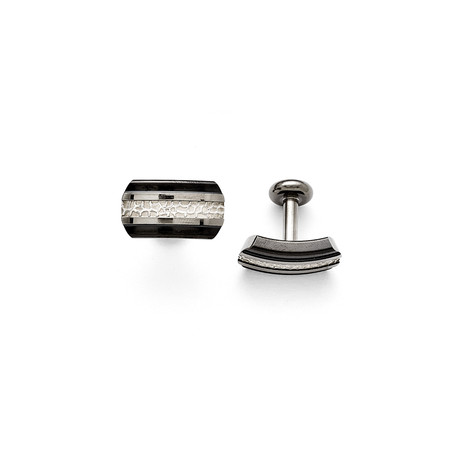 Titanium + Sterling Silver Polished Cuff Links