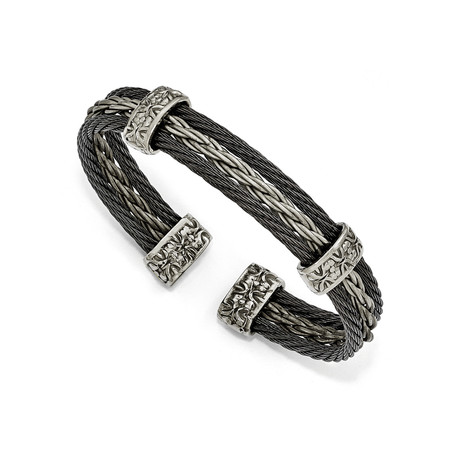 Titanium Memory Cable + Brushed Cable Cuff Bracelet