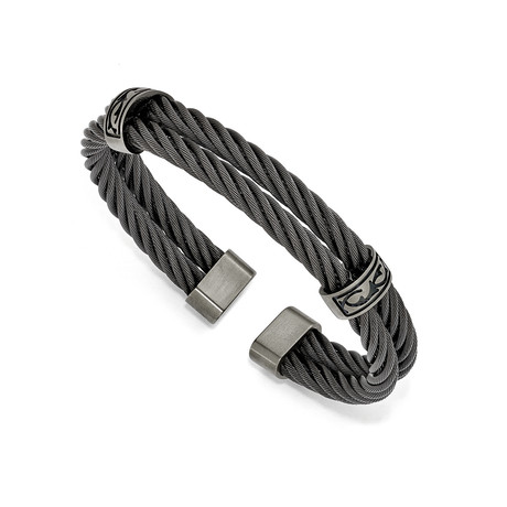 Titanium Memory Cable + Brushed Cuff Bracelet