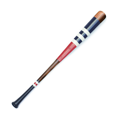 Bat No. 10 // White + Red + Navy Blue + Flame-Charred