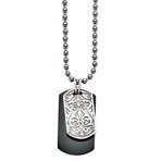 Sterling Silver + Titanium Etched Dog Tag Necklace