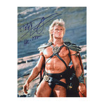Dolph Lundgren "He-Man" // Autographed Masters Of The Universe Photo "Looking Up"