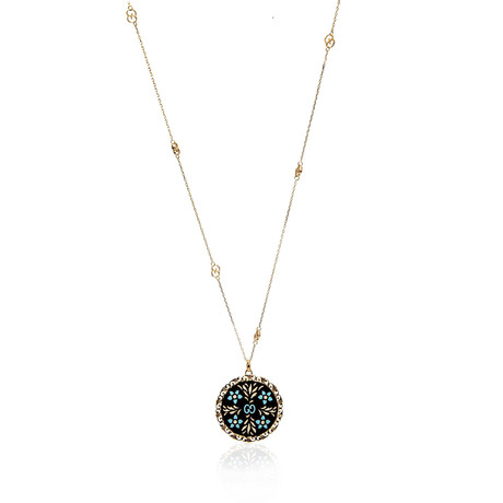 Gucci Icon 18k Yellow Gold + Enamel Blooms Necklace