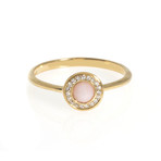 Ippolita Lollipop 18k Yellow Gold Diamond + Pink Opal Ring // Ring Size: 7