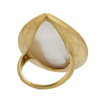 Ippolita Polished Rock Candy 18k Yellow Gold Mother of Pearl Teardrop Ring // Ring Size: 6.5