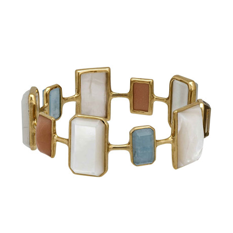 Ippolita Rock Candy 18k Yellow Gold Multi-Colored Stones + Mother of Pearl Bangle Bracelet II