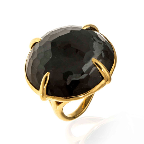 Ippolita Rock Candy 18k Yellow Gold Hematite + Quartz Statement Ring // Ring Size: 7