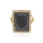 Ippolita Gelato 18k Yellow Gold Diamond + Hematite Ring // Ring Size: 7