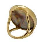 Ippolita Polished Rock Candy 18k Yellow Gold Quartz + Mother of Pearl Cutout Ring // Ring Size: 7