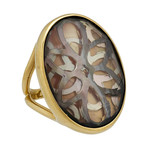 Ippolita Polished Rock Candy 18k Yellow Gold Quartz + Mother of Pearl Cutout Ring // Ring Size: 7
