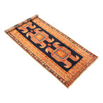 Authentic Turkish Orange + Dark Navy Rug // 4'3" x 11'1"