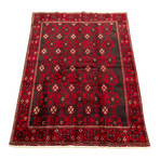 Authentic Turkish Black + Red Rug // 4'8" x 6'11"