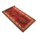 Authentic Turkish Red + Cream Border Rug // 5'1" x 11'6"