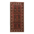 Authentic Turkish Black + Burgundy Rug // 4'6" x 9'11"