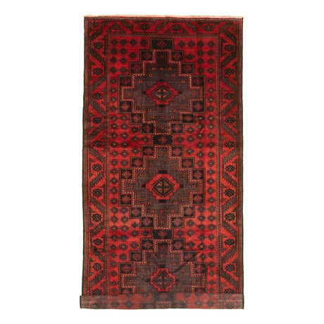 Authentic Turkish Red + Black Rug // 4'10" x 10'4"