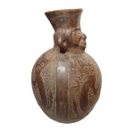Ancient Peruvian Pot // Male Holding Two Cats