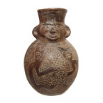 Ancient Peruvian Pot // Male Holding Two Cats