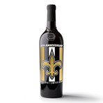 Saints 10th Anniversary Stripes Etched Wine