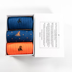 Luxury Super Soft Bamboo Socks // Pack of 3 // Orange + Blue