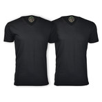 Semi-Fitted V-Neck T-Shirt // Black // Pack of 2 (L)