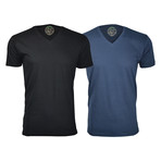 Semi-Fitted V-Neck T-Shirt // Black + Navy // Pack of 2 (S)