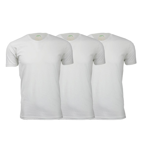 Semi-Fitted Crew Neck T-Shirt // White // Pack of 3 (S)